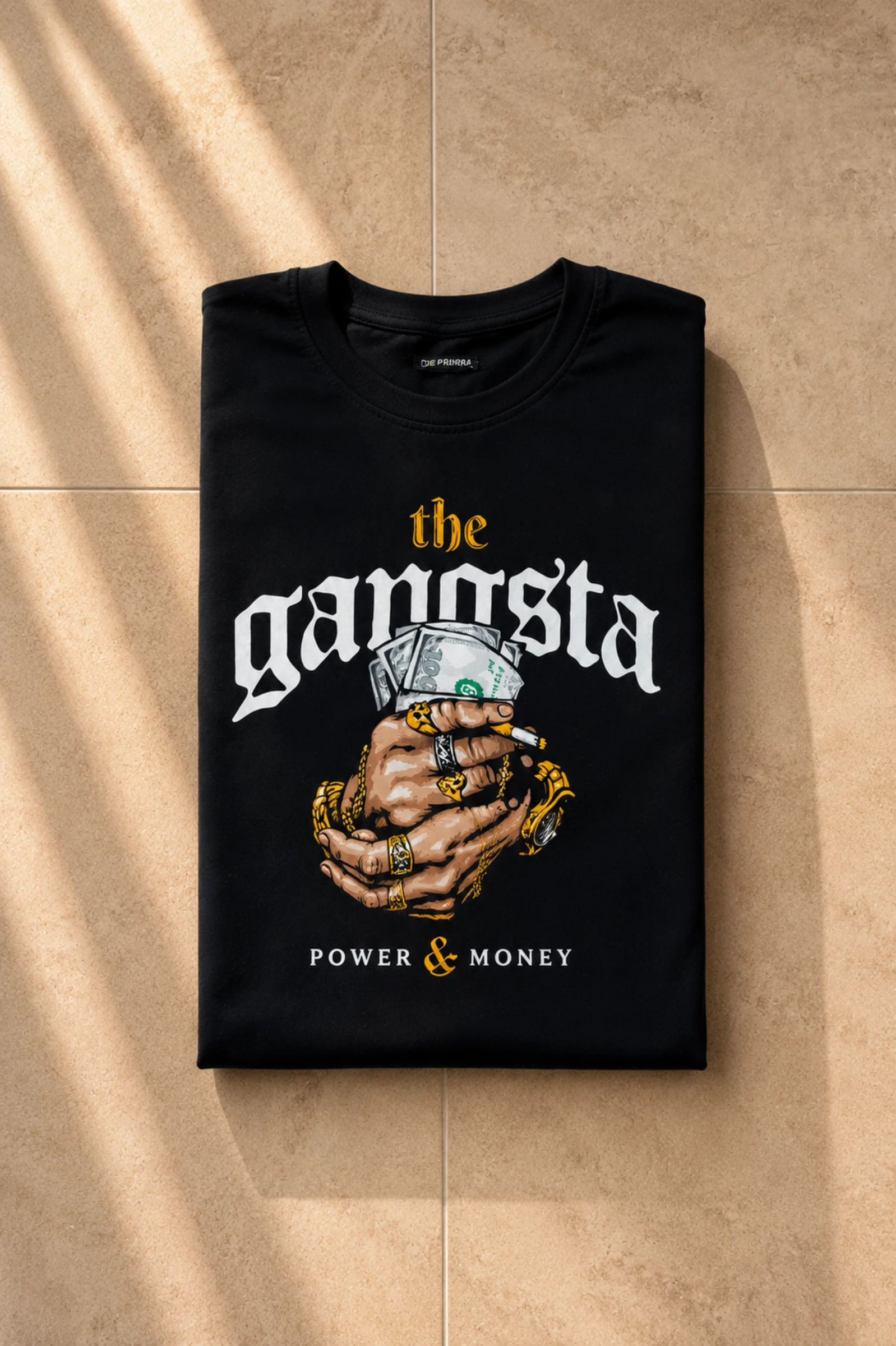 Camiseta preta estampada "The Gangsta" – photo 2